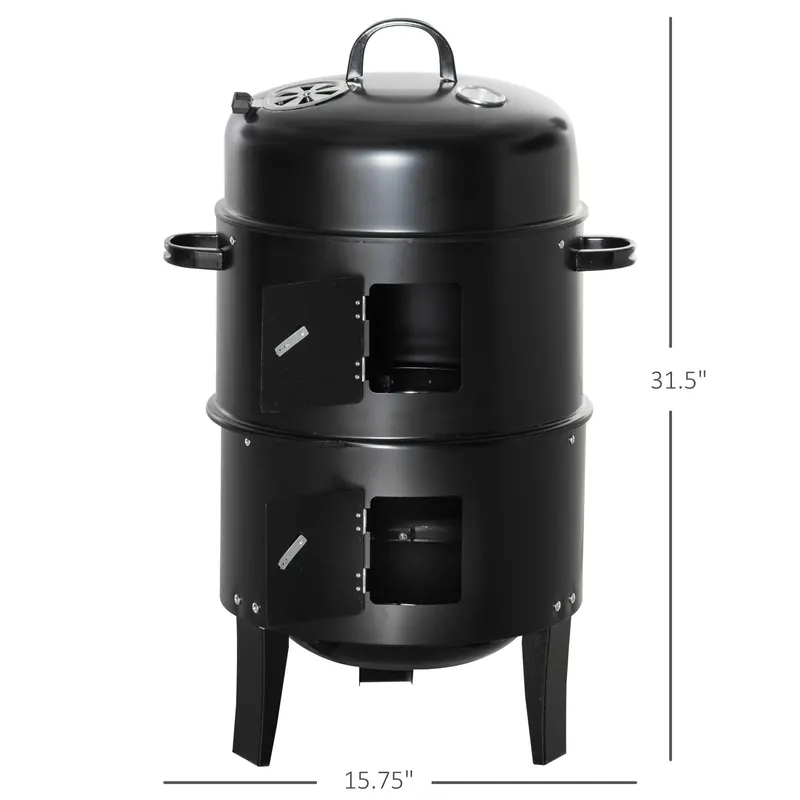 3-in-1 Vertical Charcoal BBQ Smoker Grill with 2 Cooking Areas β photo 5