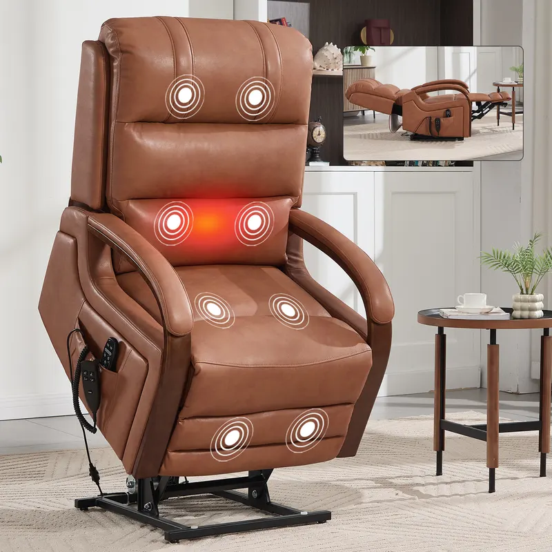 Power Orange Leatheraire Lift Recliner Chair Dual Motor Infinite — photo 3