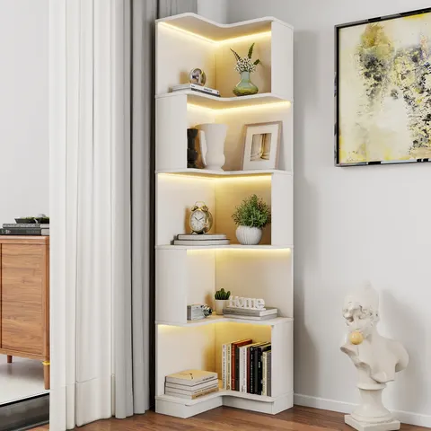 Corner Book Shelf β 5 Tier Corner Bookshelf Bookcase with Baffle