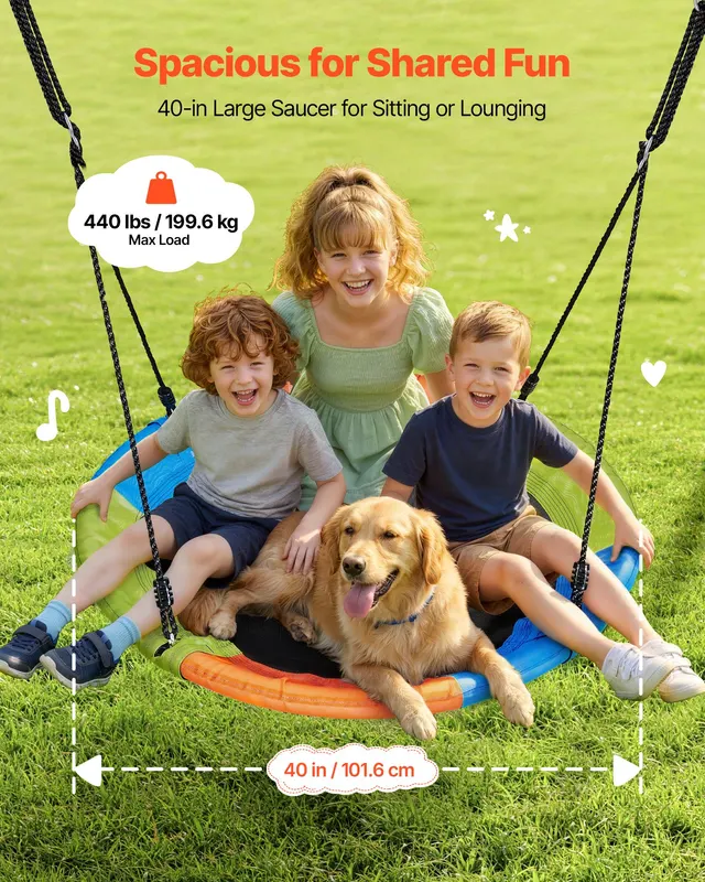 Swing Set for Backyard — 40 in Saucer Swing Seat with Heavy Duty — photo 4