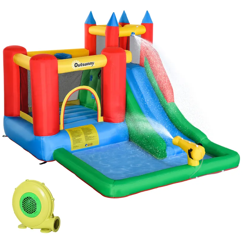 Kids Bounce House Inflatable Slide with Splash Pool