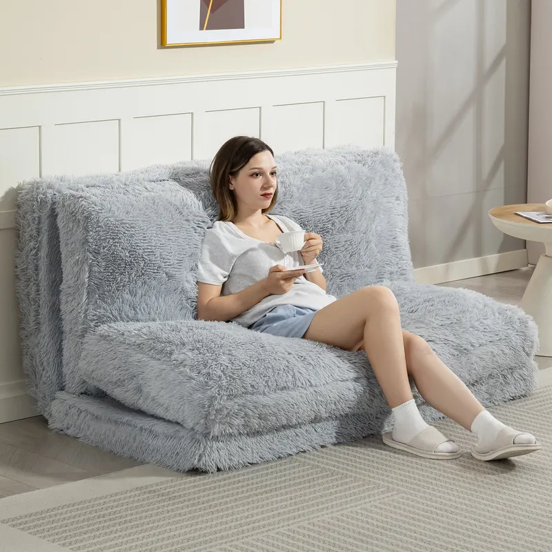 Bean Bag Floor Sofa Bed — Contemporary Plush Wide Folding Floor — photo 8