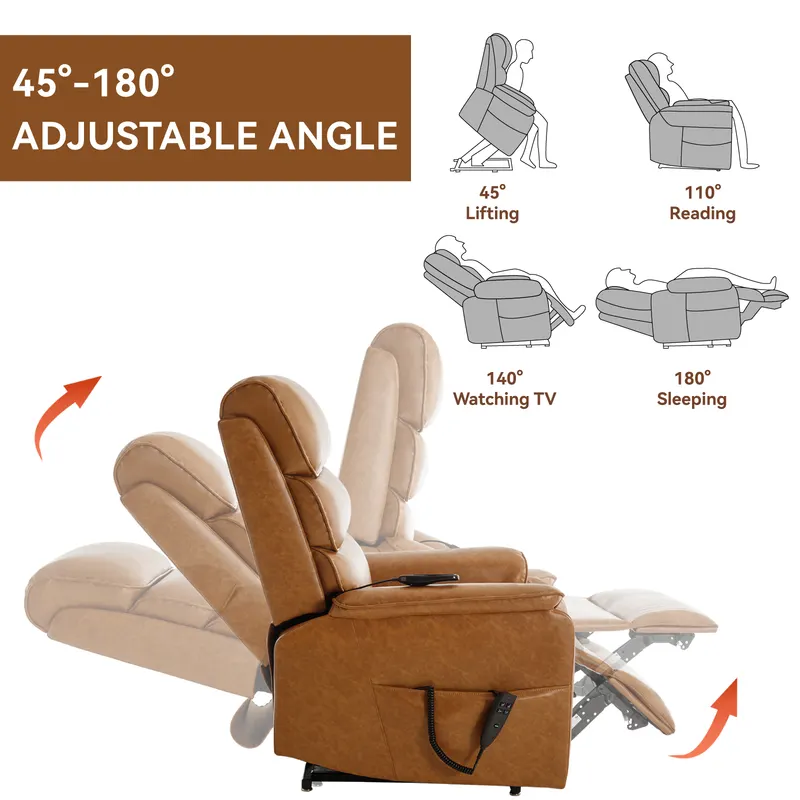 Brown Leatheraire Dual Motor Infinite Position Up to 350 LBS — photo 5