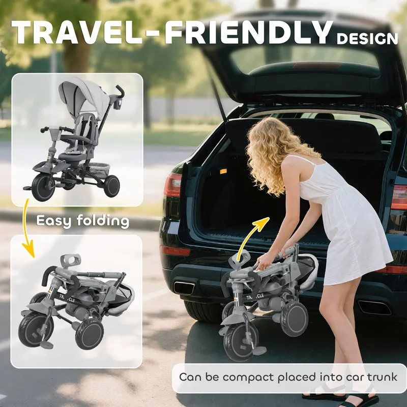 6 in 1 Kids Tricycle with Adjustable Push Handle β photo 3