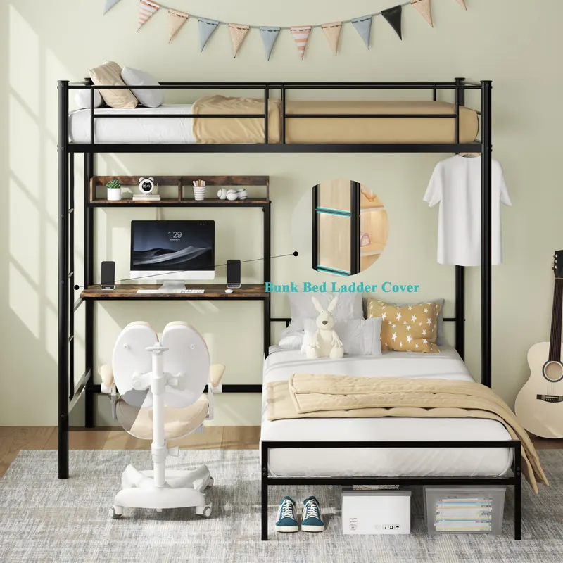 Twin Over Twin L-shaped Bunk Bed with Desk — photo 6