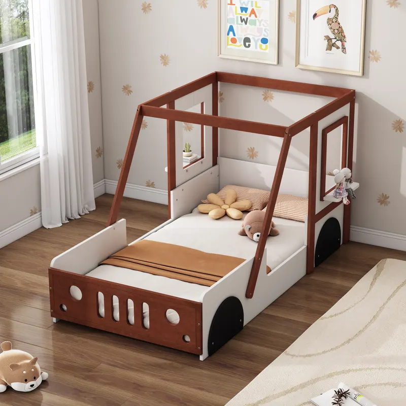 Play Design Twin Size Car Bed — Kids Platform Bed in Car-shaped
