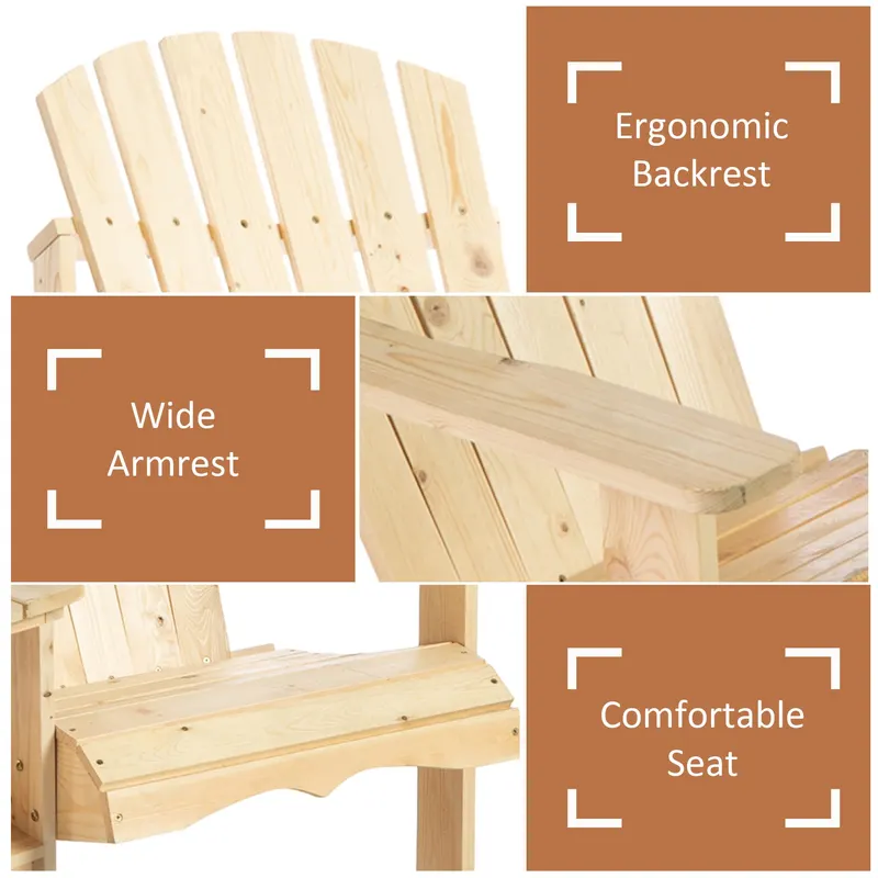Fire Pit Seating β 2 Wooden Adirondack Chairs with Outdoor Table β photo 6