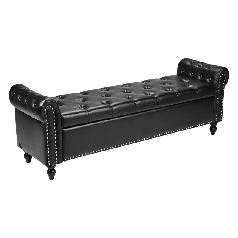 Button-tufted Storage Ottoman Bench