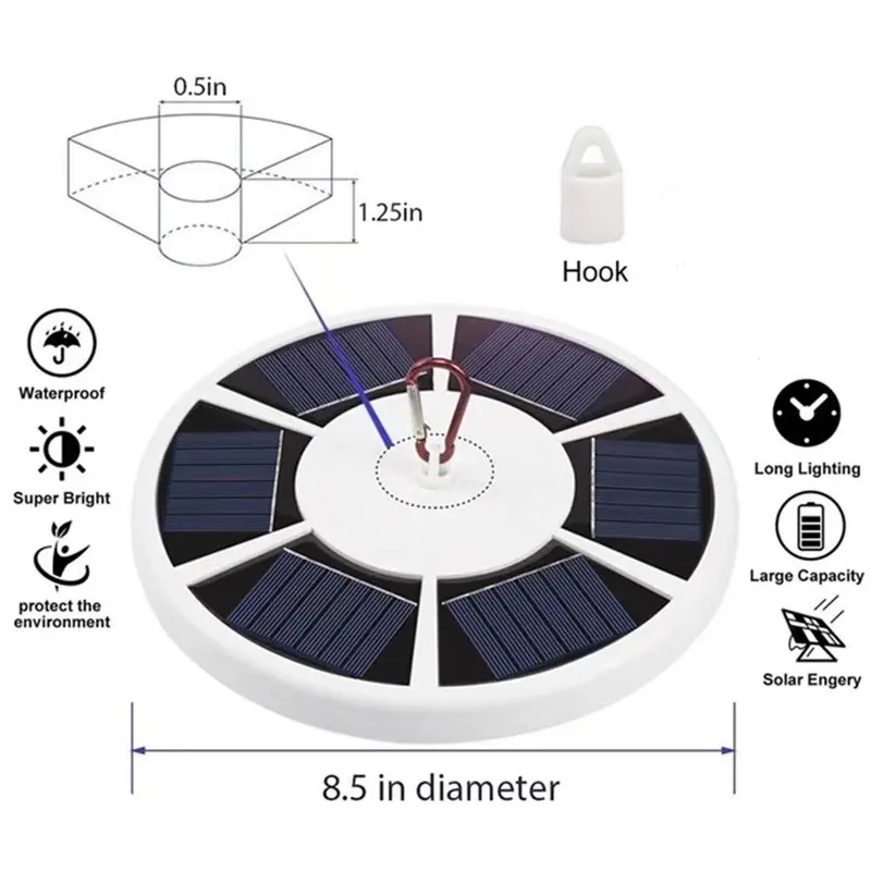 42 LED Solar Flag Pole Light Adjustable Outdoor Camping Tent — photo 5