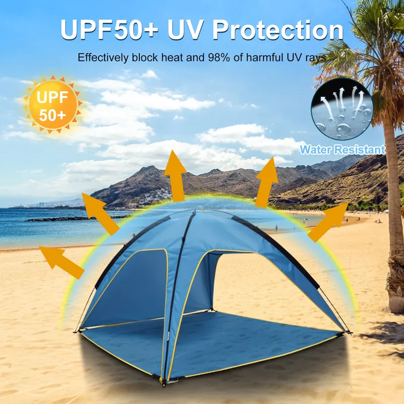 4-6 Person Beach Tent Canopy with 3 Door Openings Carry Bag β photo 8