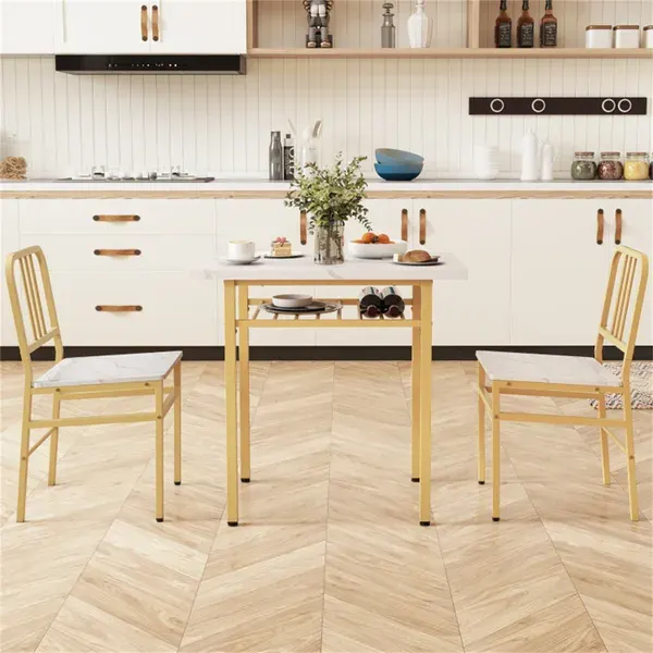 3-Piece Dining Table Set (white + Gold) β photo 4
