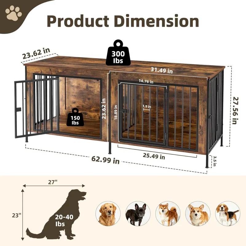 Double Dog Crate Furniture with Divider — photo 7