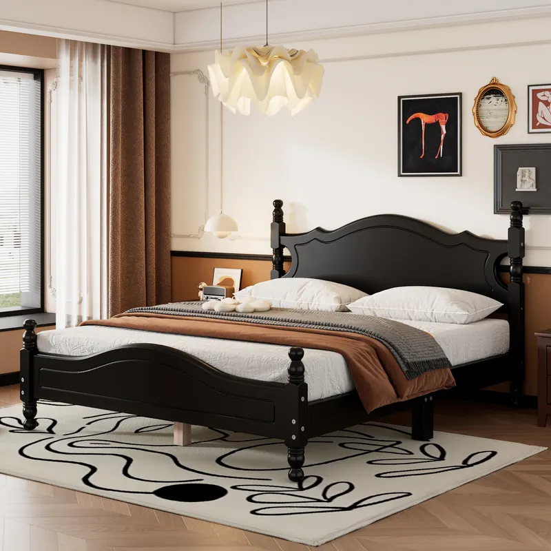 Queen Size Wood Platform Bed Frame — photo 2