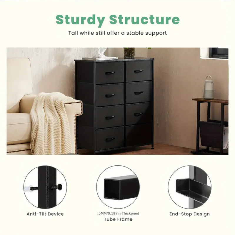 Dresser for Bedroom with 8 Drawers Tall Dresser β photo 2