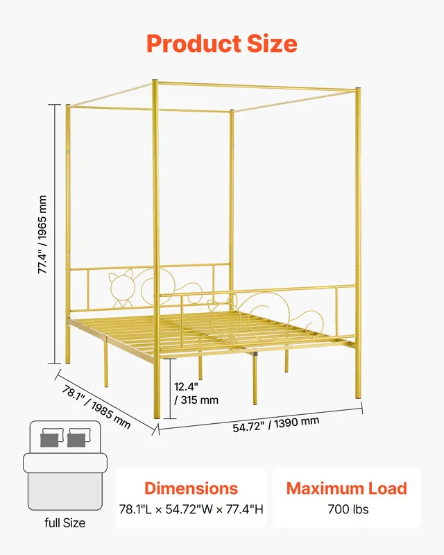 Full Size Canopy Bed Frame β Metal Canopy Bed with Minimalist β photo 5