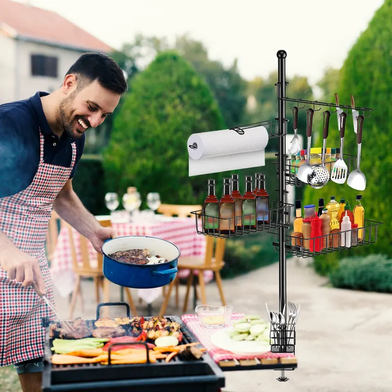 Griddle Caddy for Picnic with Paper Towel Holder Hook Baskets β photo 4