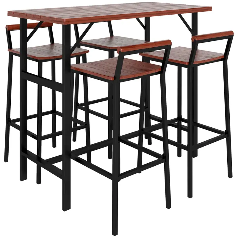 5 Piece Patio Bar Set with 47" Bar Height Table and 4 Bar Stools