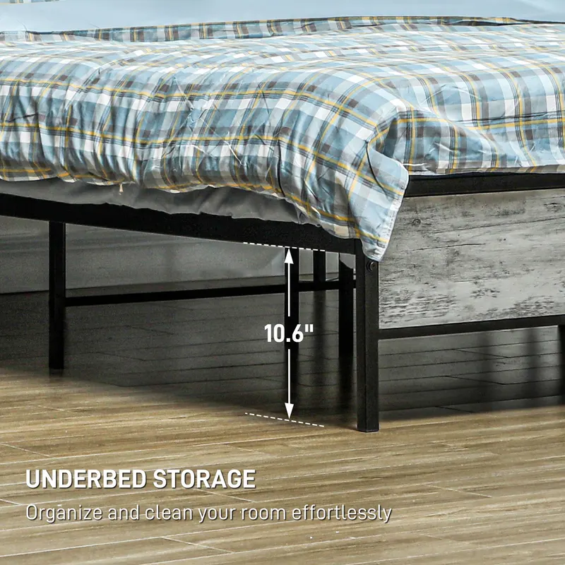 Full Bed Frame with Storage Upholstered Headboard — photo 6