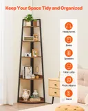 5 Tier Corner Shelf — 70" Tall Corner Bookshelf with Metal Frame — photo 2
