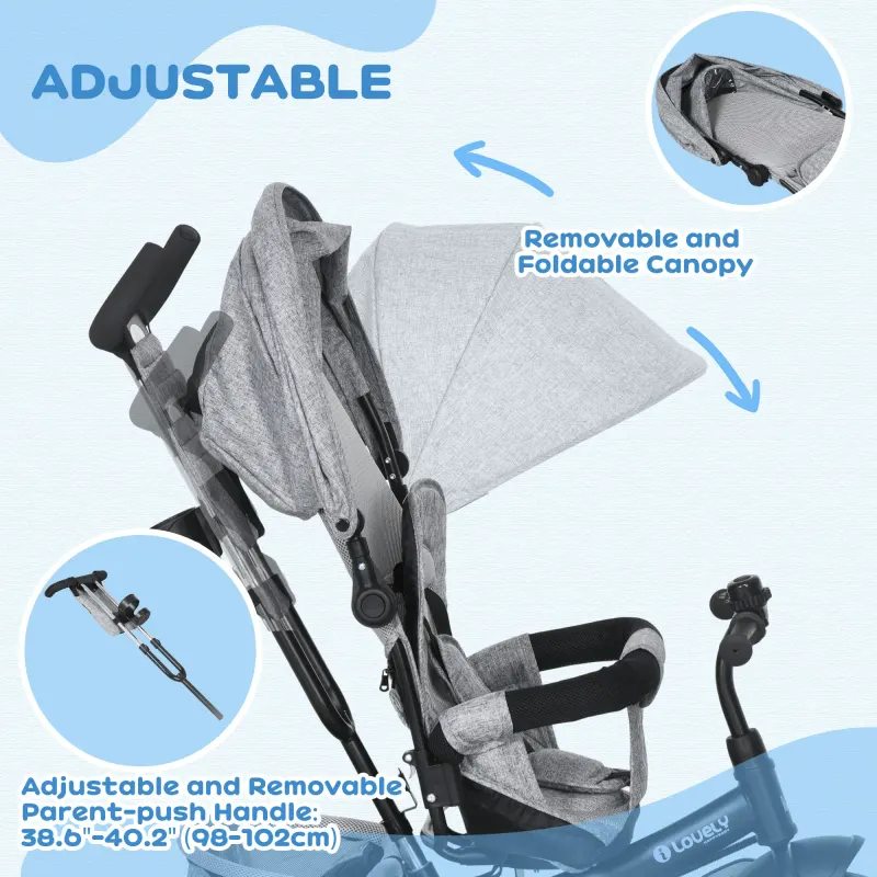 6 in 1 Tricycle for Toddler 1-5 Years with Parent-push Handle β photo 3