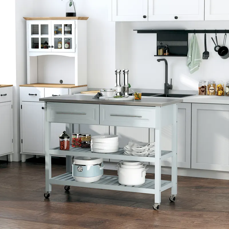 Kitchen Island with Stainless Steel Top — photo 3
