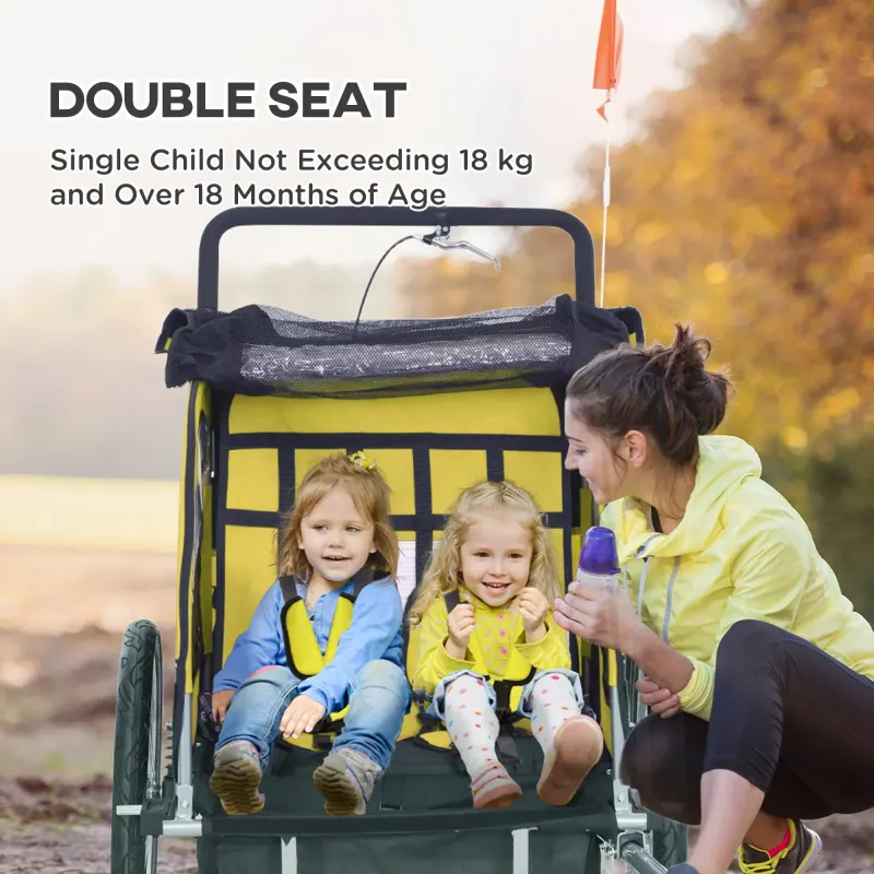2-in-1 Bike Trailer for Kids — Foldable 2-Seat Baby Stroller — photo 4