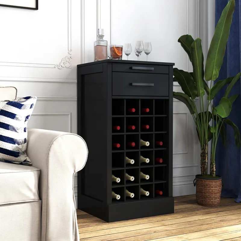 Black Color Modular 24 Wine Bar Cabinet Buffet Cabinet — photo 3