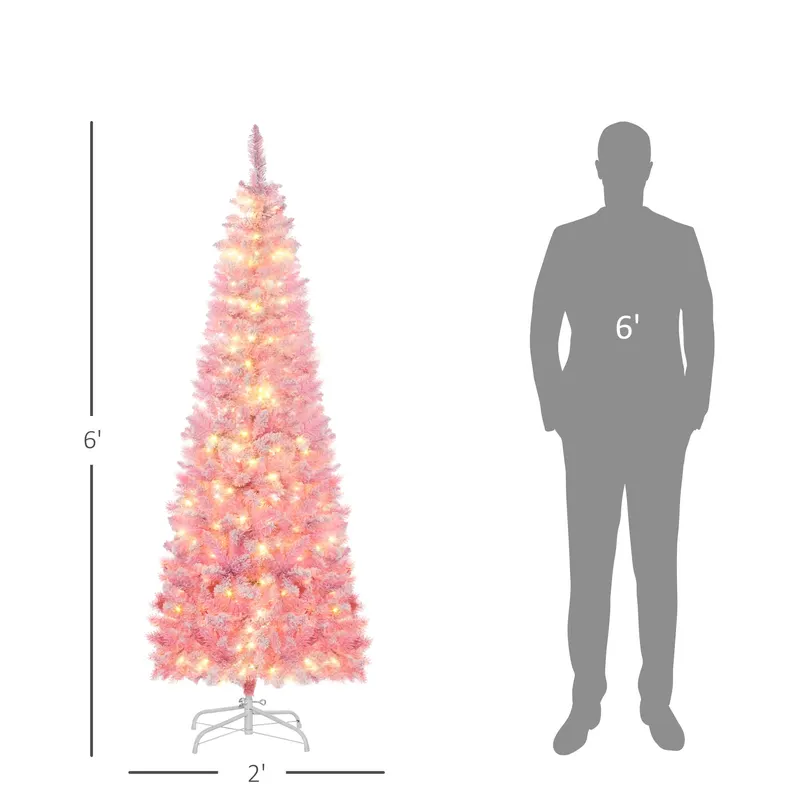 6 Foot Prelit Snow Flocked Artificial Christmas Tree with Pencil — photo 5