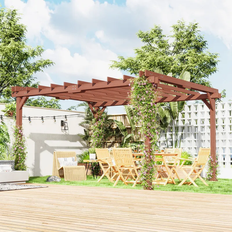 Outdoor Wood Pergola with Grape Trellis for Patio — photo 2