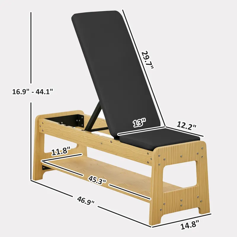 Wooden Adjustable Weight Bench with Dumbbell Rack — photo 5