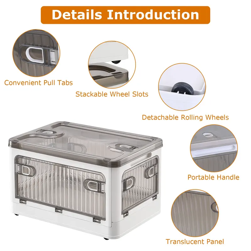 70QT 66L Foldable Storage Bins with Lid 4 Doors Collapsible — photo 3