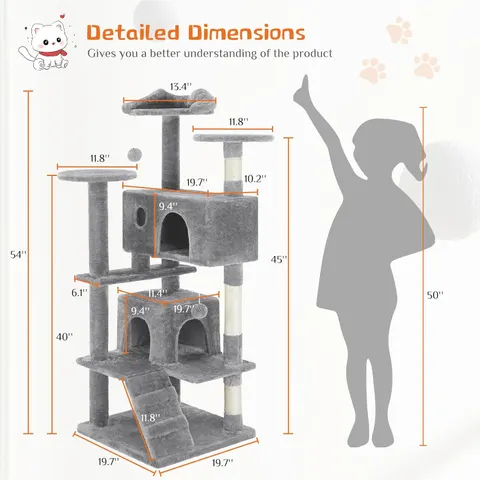 54 -cat Tree Tower — Multi-level with Sisal Grab Post