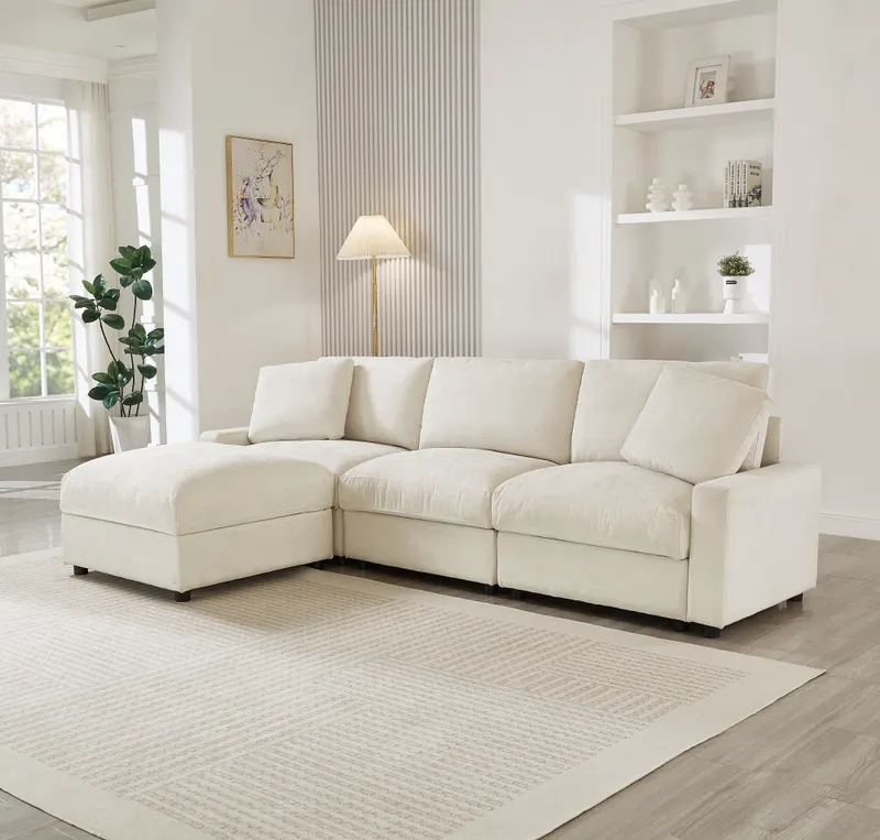 Modular Sectional Sofa — 4 Storages L-shaped Polyester Fabric — photo 3