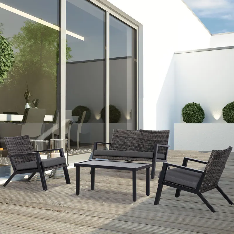 4 Piece Patio Furniture Set — 2 PE Wicker Chairs — photo 8