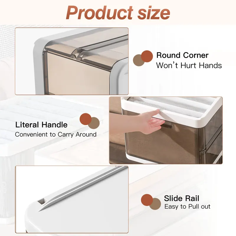 3 Pack Foldable Storage Bin with Lid Stackable Plastic Closet — photo 8