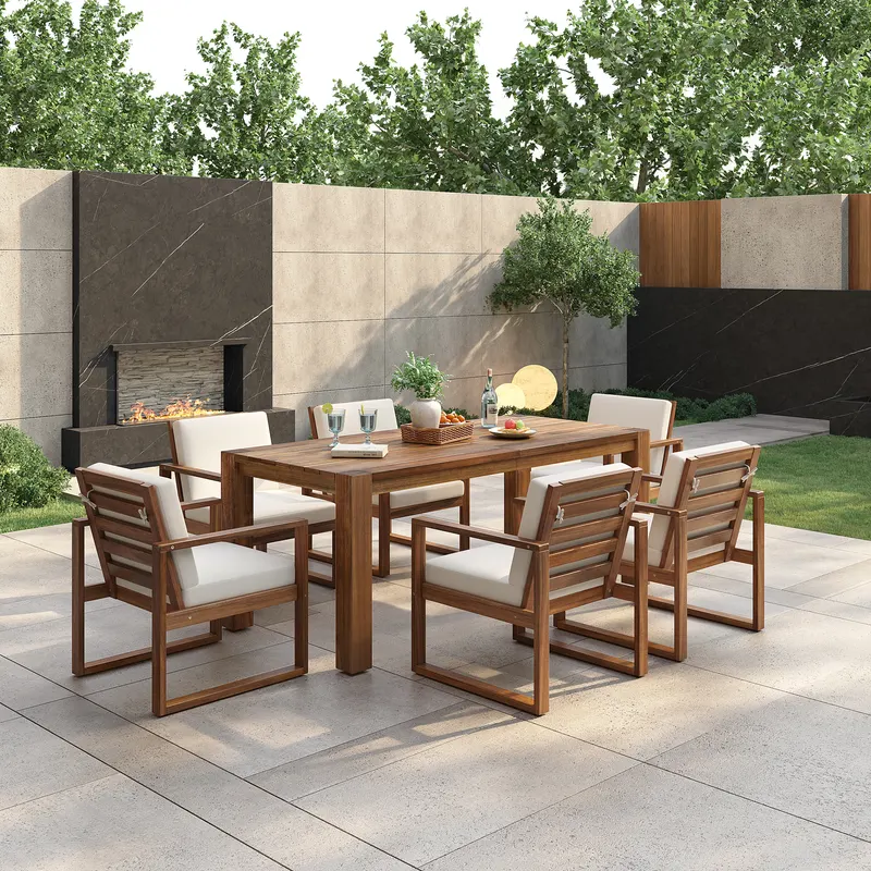 TREXM Patio Table and Chairs Set Outdoor Dining Set for 6
