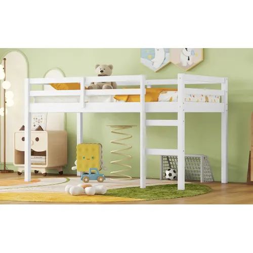 Solid Wooden β Rubber Wooden Twin Loft Bed with Ladder β photo 7