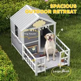 Outdoor Dog House — 61"L Wooden Dog House with Porch — photo 6