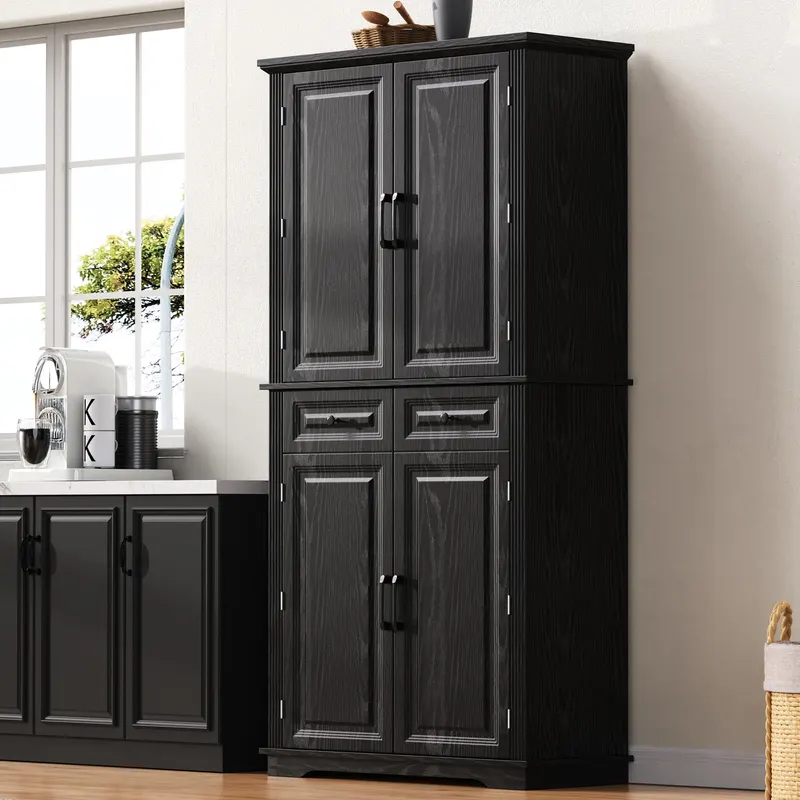 K&k 71 Tall Kitchen Pantry Cabinet with 3 Pull Out Cabinet — photo 3