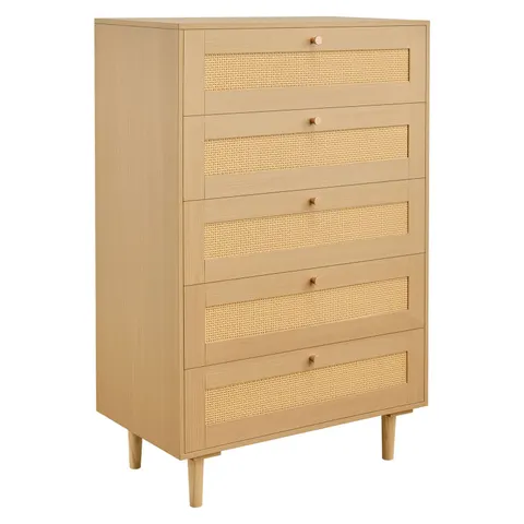 5 Drawer Rattan Dresser — Modern Closet Dresser for Bedroom