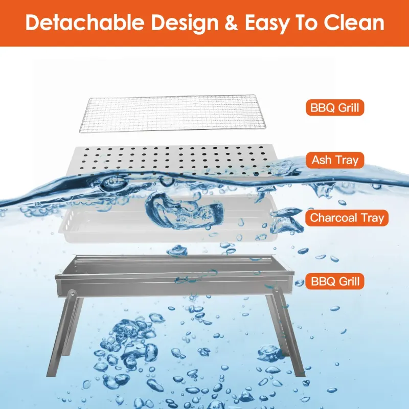 Foldable Charcoal BBQ Grill Stainless Steel Grill Net Easy Setup — photo 6