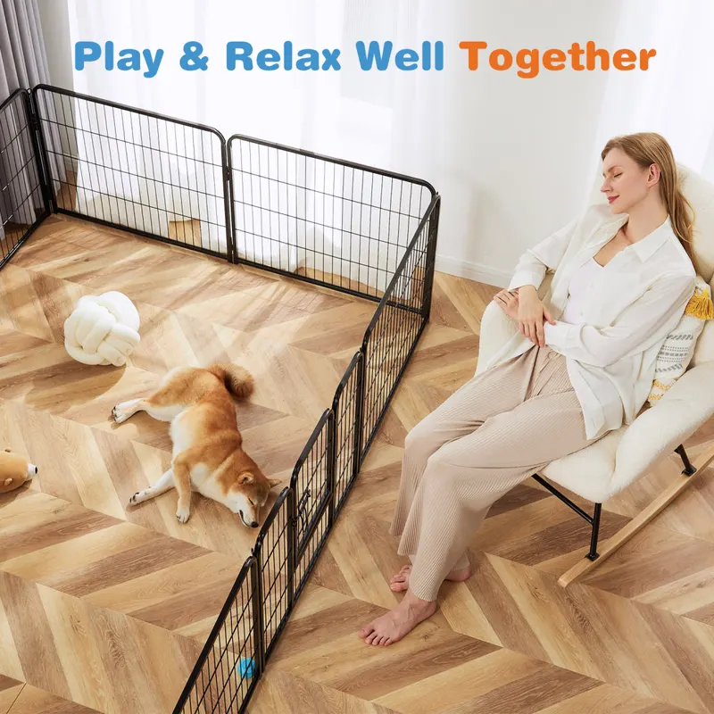 Dog Playpen Indoor Fence Height Metal Exercise Pen with Door — photo 6