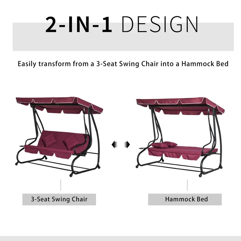3-Seat Outdoor Patio Swing Chair — photo 6