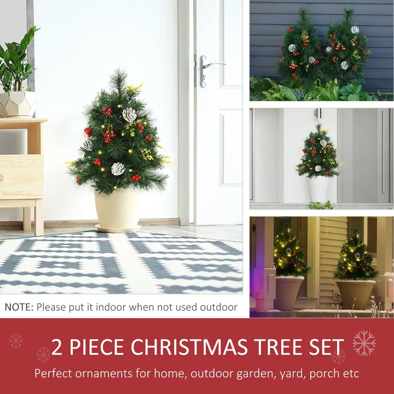 2.5ft 2 Pieces Prelit Artificial Christmas Tree with LED Light — photo 6