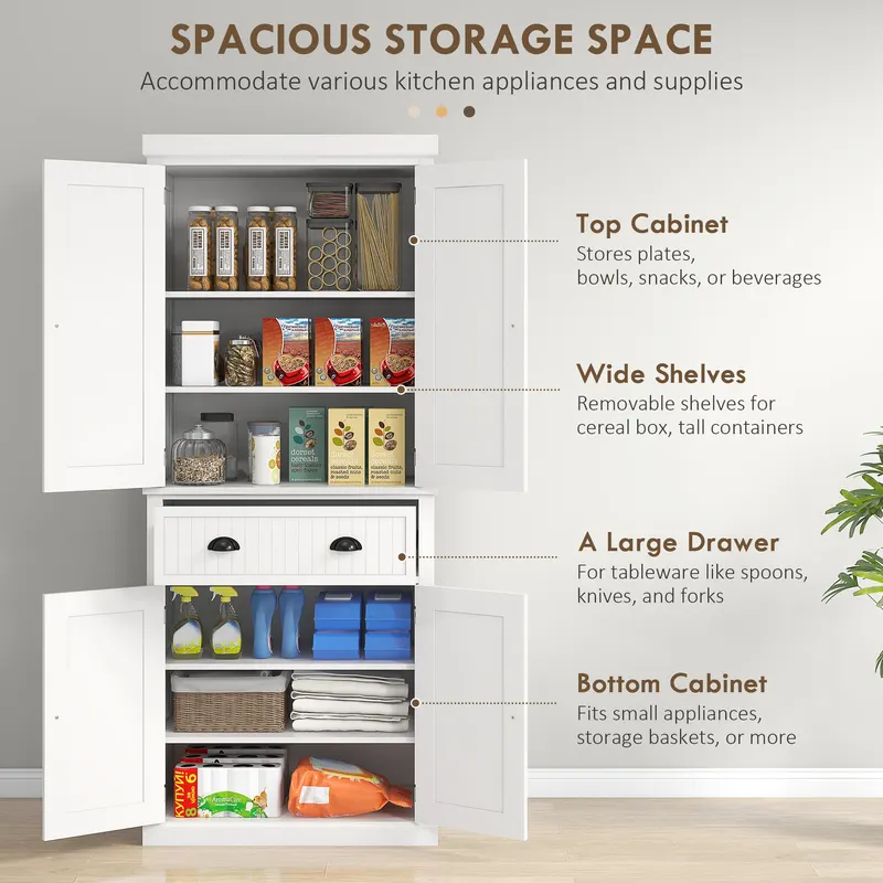 72" Kitchen Cabinet — Pantry Storage Cabinet with Doors — photo 7