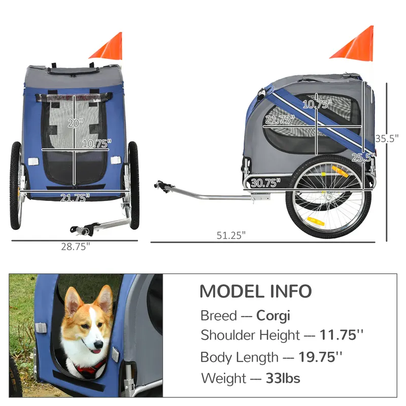 Bike Trailer Cargo Cart for Dogs and Pets with 3 Entrances Large — photo 4