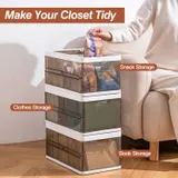 3 Pack Foldable Storage Bin with Lid Stackable Plastic Closet — photo 7