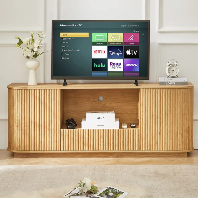 64-Inch Wavy TV Stand β Rounded Sideboard