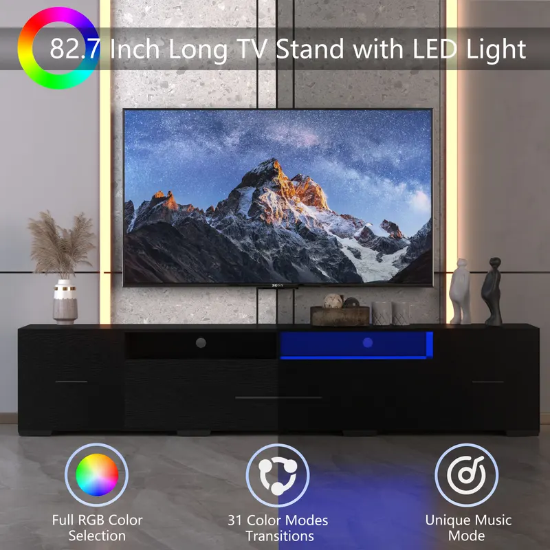 TV Console with Storage Cabinet Modern Entertainment Center 31 β photo 7