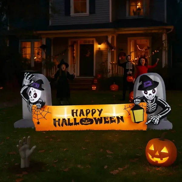9.6FT Large Halloween Inflatable Decorations Skeleton Tombstone — photo 2